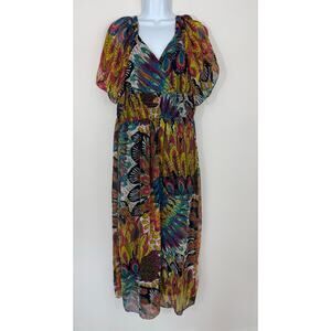 Magic XL Multicolor Boho Peacock Print Maxi Dress
